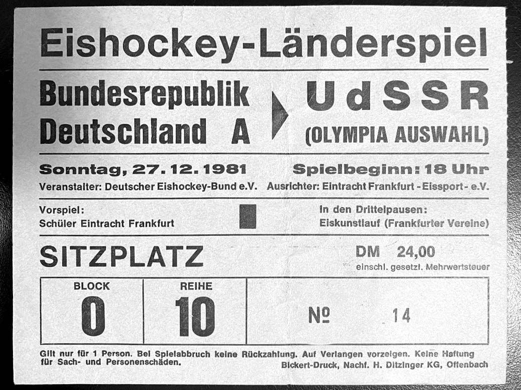 Eintrittskarte Eishockeyspiel