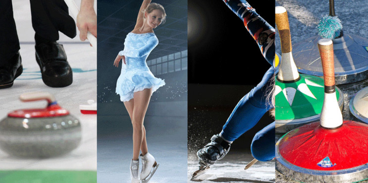 Foto von verschiedenen sportarten auf dem Eis
